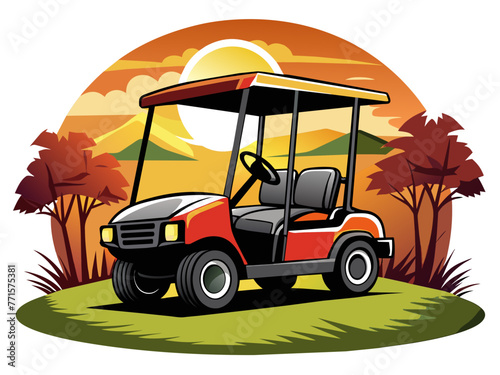 Highly detailed vector of a golf car. © KHF