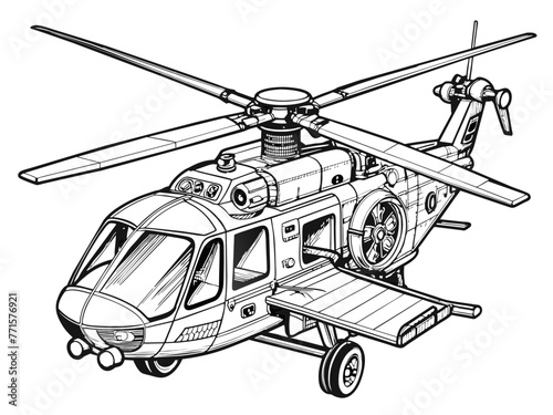Highly detailed vector of a helicopter.