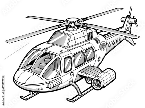 Highly detailed vector of a helicopter.