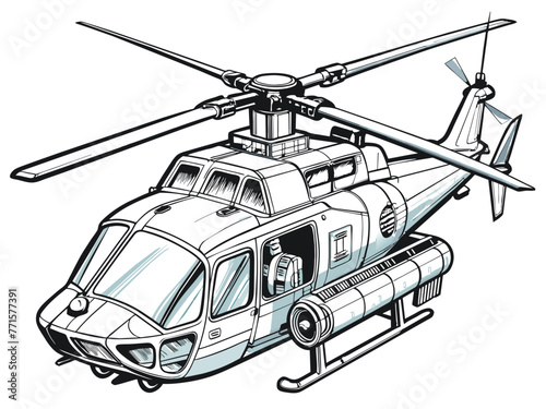 Highly detailed vector of a helicopter.
