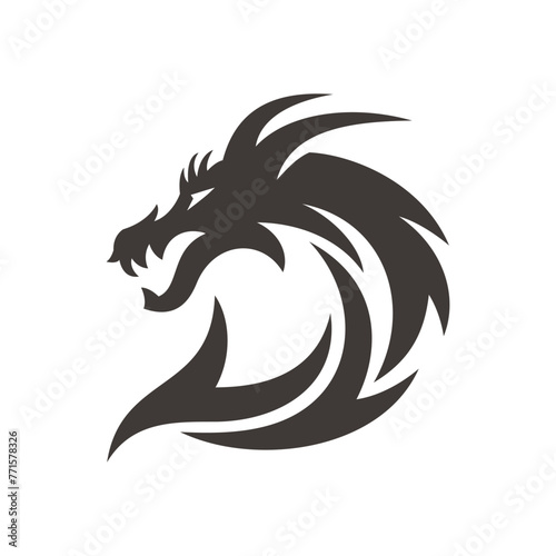 Creative Dragon with Initial Letter D Logo Design. Dragon Head Vector Illustration © pervector