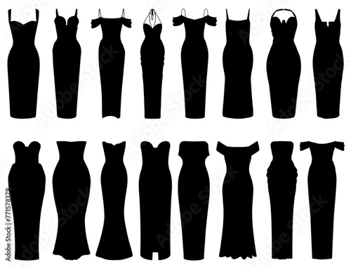 Corset midi dresses silhouette vector art