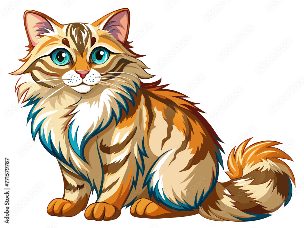 Fototapeta premium Highly detailed vector of a cute cat.