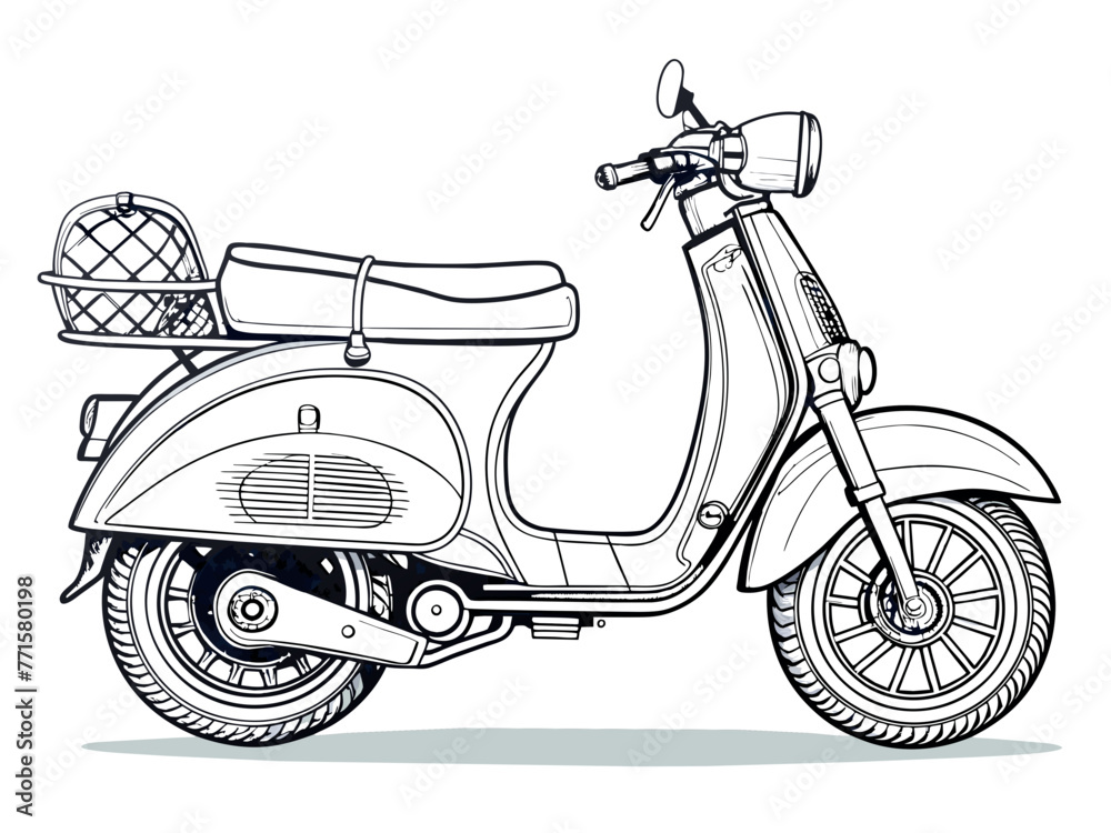 Fototapeta premium Highly detailed vector of a vintage scooter.