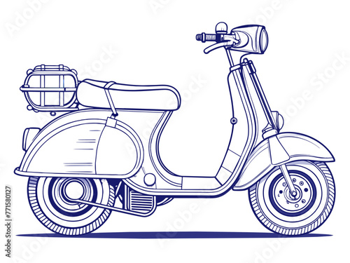 Highly detailed vector of a vintage scooter.