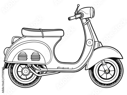 Highly detailed vector of a vintage scooter.