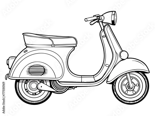 Highly detailed vector of a vintage scooter.