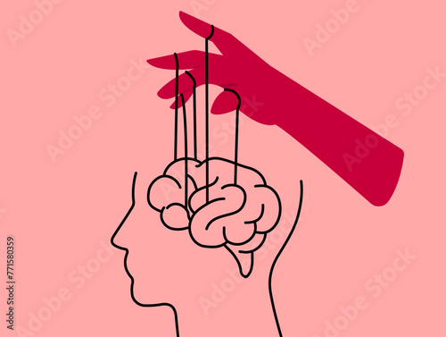 Mental manipulation, string attached with brain illustration