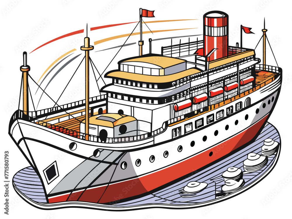 Fototapeta premium Highly detailed vector of a ship.