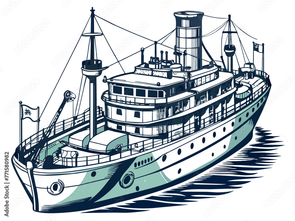 Fototapeta premium Highly detailed vector of a ship.