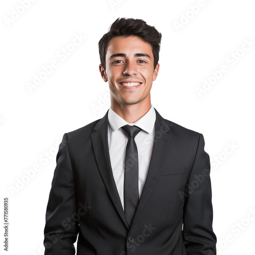 Portrait of a smiling businessman in suit, professional headshot, isolated on transparent background