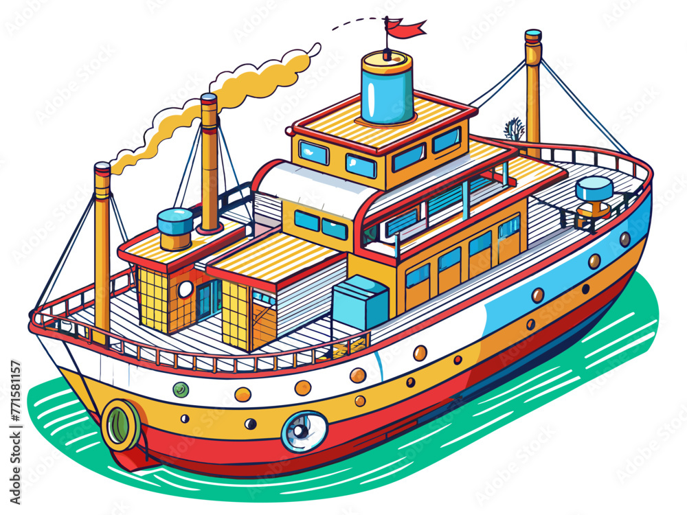 Highly detailed vector of a ship.