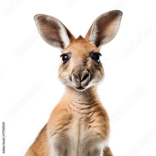 Kangaroo face close up isolated on transparent background © The Stock Guy