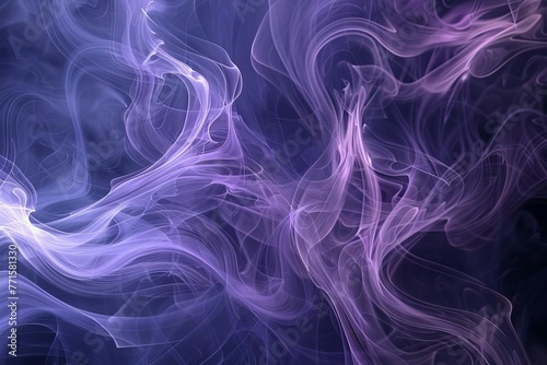 Abstract Background with Smoke Swirls on Black, Mysterious and Enigmatic Atmosphere - Digital Illustration