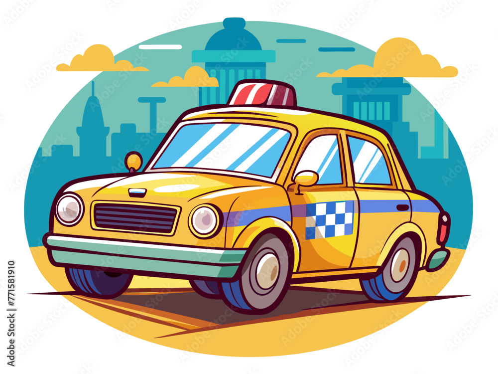 Highly detailed vector of a taxi.