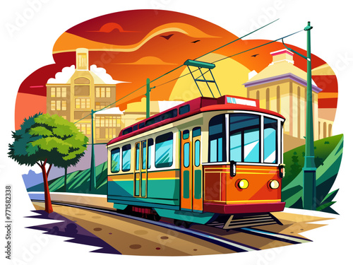 Highly detailed vector of a tram.