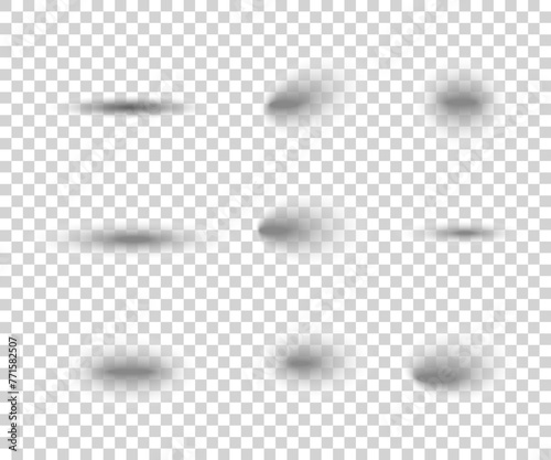 Vector shadows isolated. Set of shadow effects on a transparent background. Collection of vector drop shadows of wall and floor. You can use them in your illustrations.