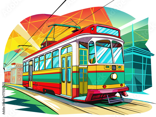 Highly detailed vector of a tram.