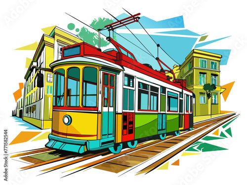 Highly detailed vector of a tram.