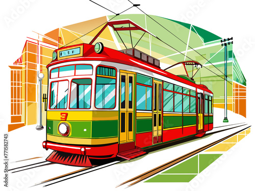 Highly detailed vector of a tram.