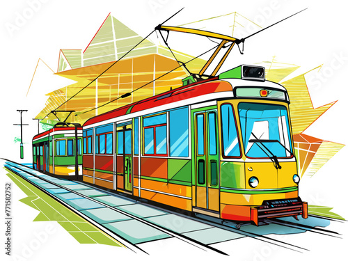 Highly detailed vector of a tram.