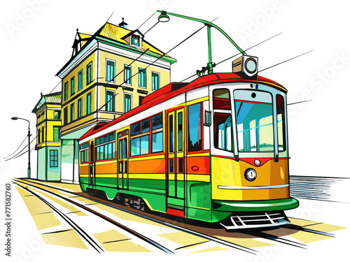 Highly detailed vector of a tram.