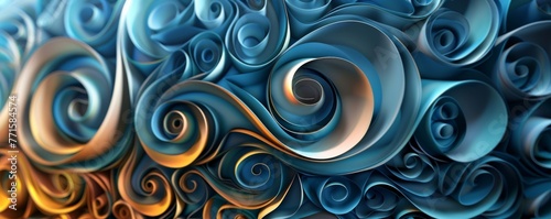 Swirly 3d ribbons colorful modern design. Template for your trendy background.