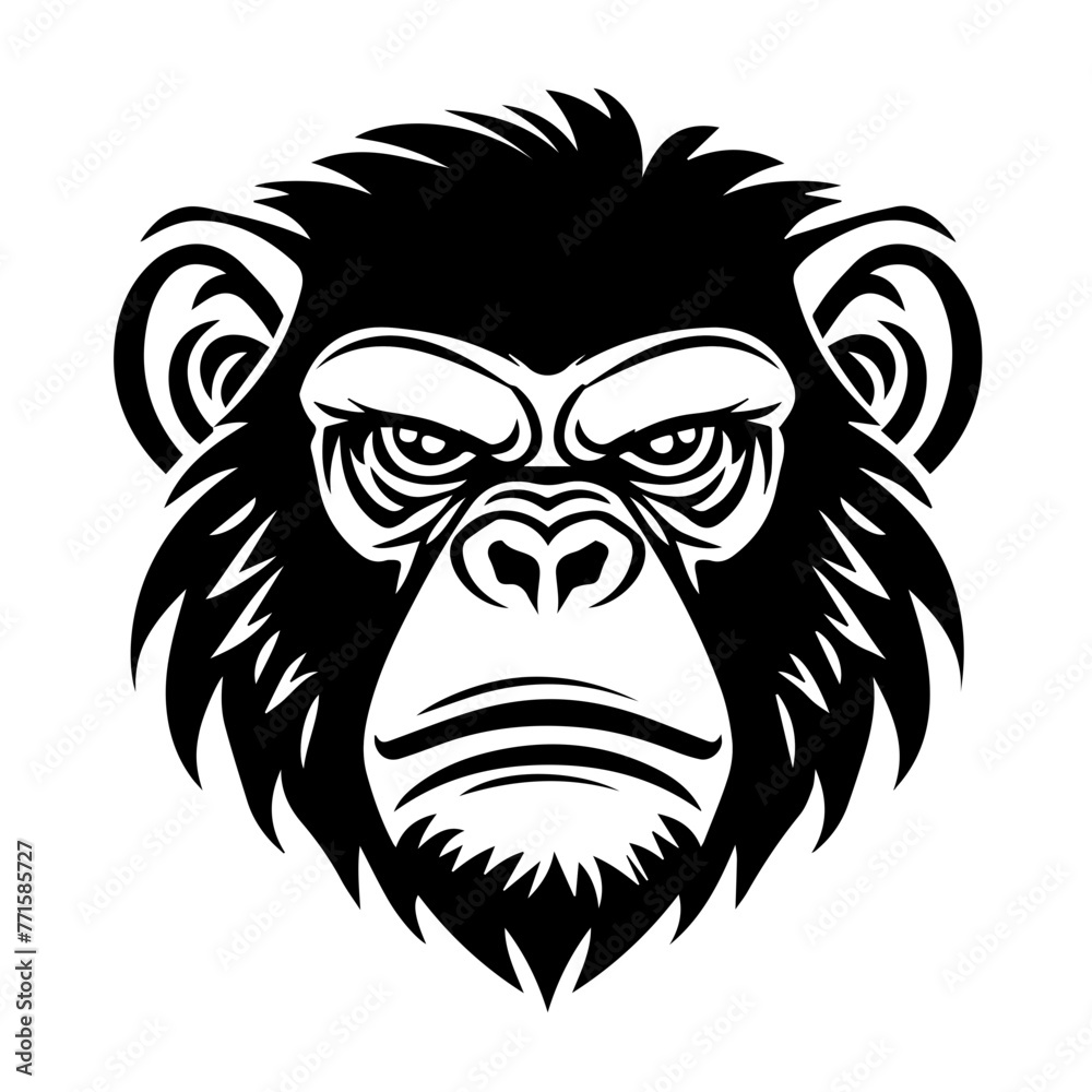 Funky ape logo vector black and white simple sillouette
