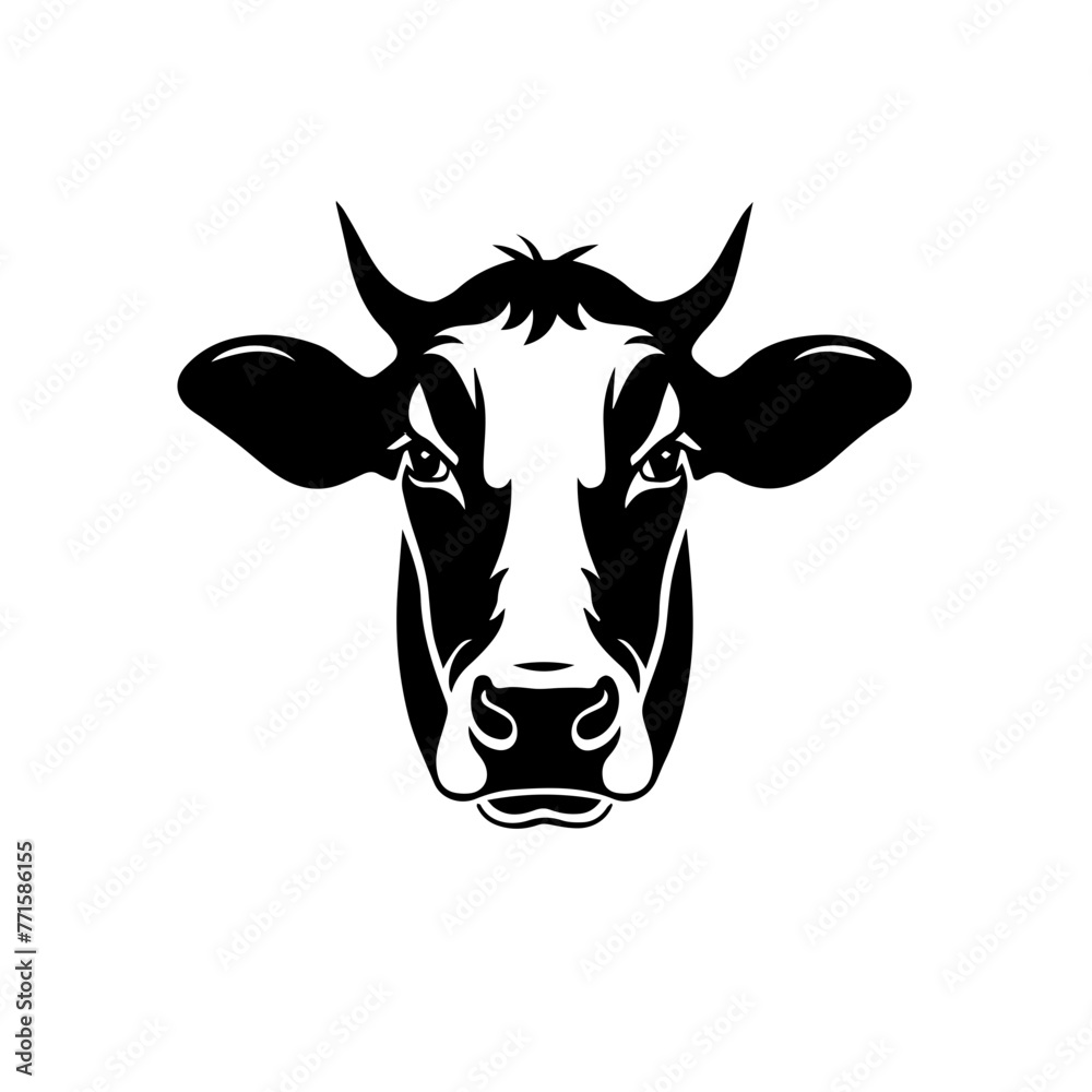 A black cow logo on a white background, silhouette SVG