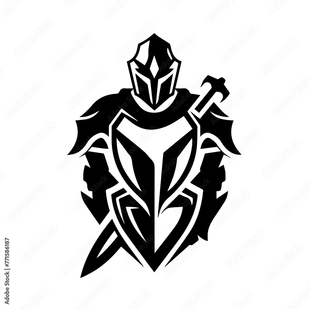Obraz premium Knight, black silhouette svg on white background
