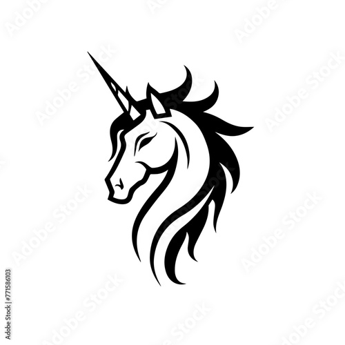 Simple black silhouette SVG of a unicorn  white background 