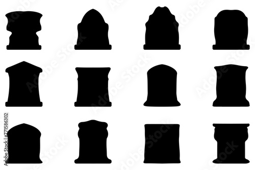 Simple silhouette of headstone icon set