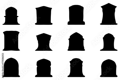 Simple silhouette of headstone icon set