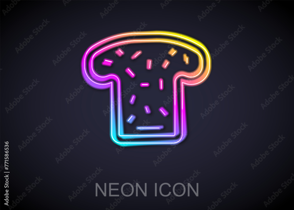 Glowing neon line Bread toast for sandwich piece of roasted crouton icon isolated on black background. Lunch, dinner, breakfast snack. Vector Glowing neon line Bread toast for sandwich piece of roasted crouton icon isolated on black background. Lunch, dinner, breakfast snack. Vector