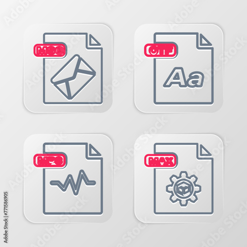 Set line MAX file document, MP3, OTF and MSG icon. Vector
