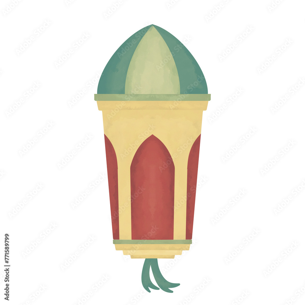 Watercolor islamic lantern in arabic style Watercolor islamic lantern in arabic style