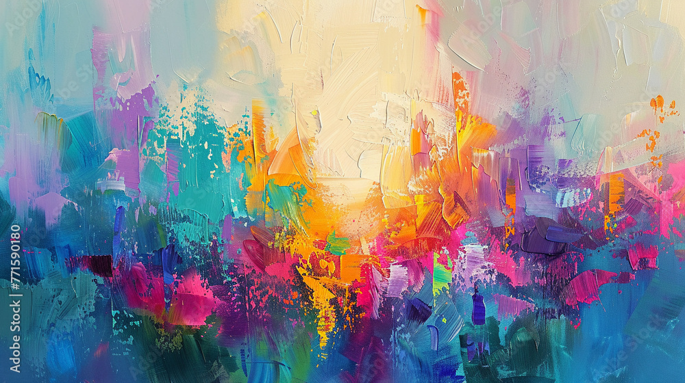 Delightful abstract scene, cute colors blending, joyful and vibrant, soft textured look