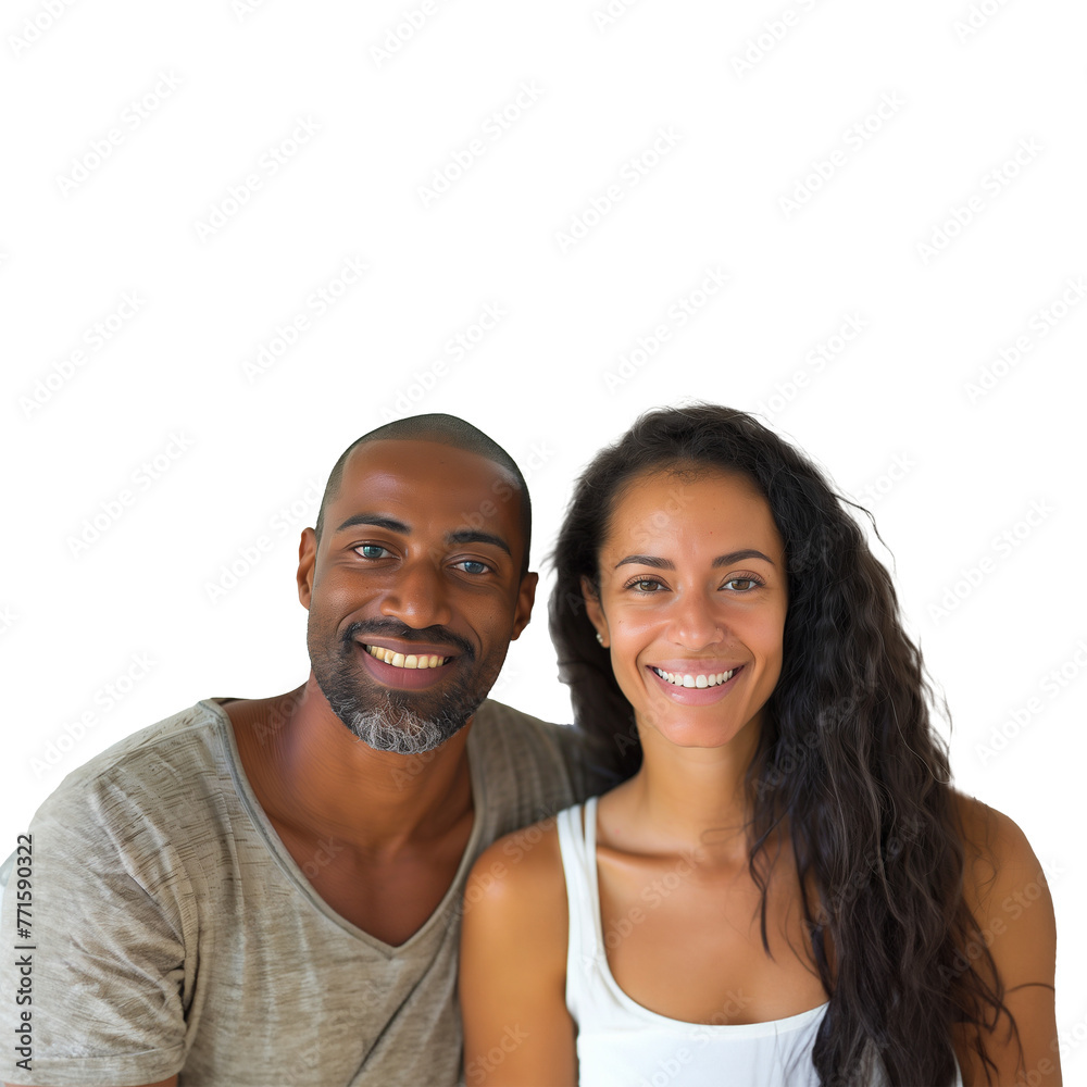 Happy couple smiling with transparent background Happy couple smiling with transparent background