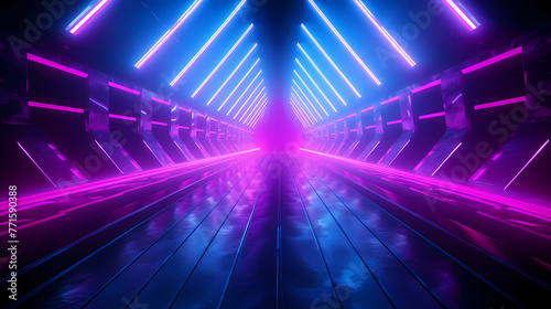 Pink and blue neon tunnel background.