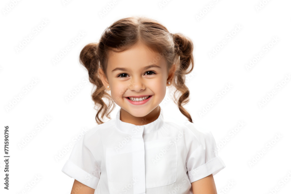 Studio portrait of cute little girl wearing student school uniform costume with smile and looking at camera isolated on transparent png background. Studio portrait of cute little girl wearing student school uniform costume with smile and looking at camera isolated on transparent png background.