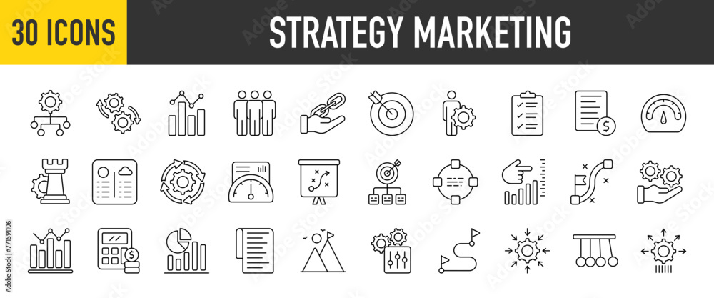 30 Strategy Marketing icons set. Containing Strategies, Ecommerce, Branding, Seo, Electronic Devices, Reports, Analysis, Social more Vector illustration collection. 30 Strategy Marketing icons set. Containing Strategies, Ecommerce, Branding, Seo, Electronic Devices, Reports, Analysis, Social more Vector illustration collection.