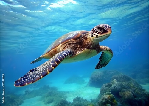 sea turtle swimming © Tom