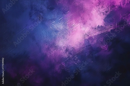 Abstract Dark Blue, Purple, and Pink Background, Retro Vibe with Rough Texture and Bright Light, Digital Painting © Lucija