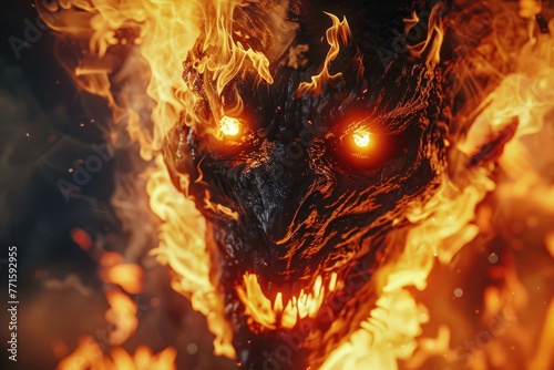 demon creature amidst flames © Igor