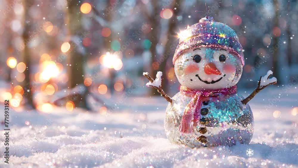 snowman on the snow 4k looping video snowman on the snow 4k looping video