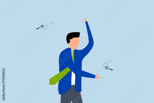 Housing deal, homeowner throws away the old house key and grabs a new one.