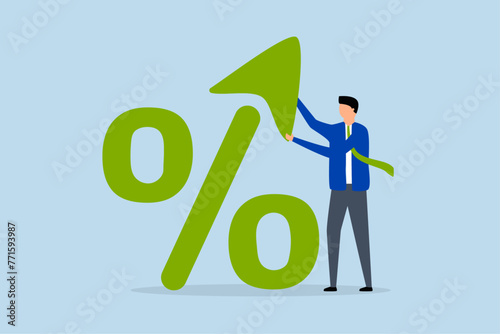 Interest rate, The FED or government put an upward arrow on the percentage symbol.