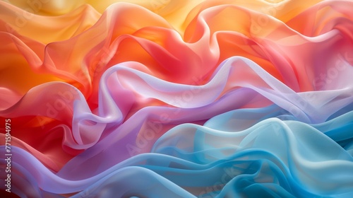 Silk waves, smooth fabric folds in vivid colors