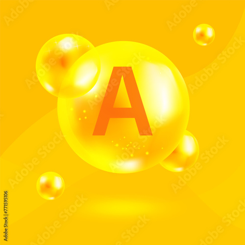 Vitamin A gold icon. Retinol drop