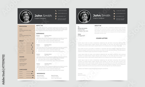 Professional CV resume template design with Cover Letter